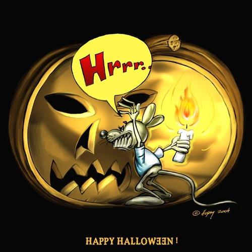 Cartoon: Happy Halloween! 2004 (medium) by hopsy tagged halloween,mouse,pumpkin