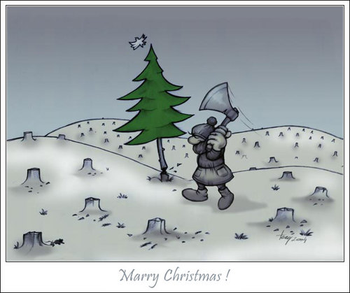 Cartoon: Merry Christmas! (medium) by hopsy tagged happy,christmas,pine,wood,forest,hopsy,temesi
