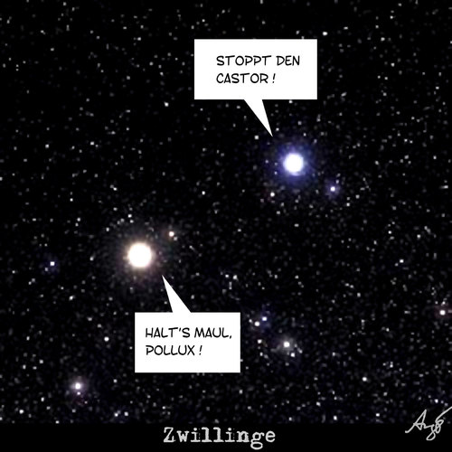 Cartoon: Zwillinge (medium) by Anjo tagged zwillinge,akw,pollux,atom,castor