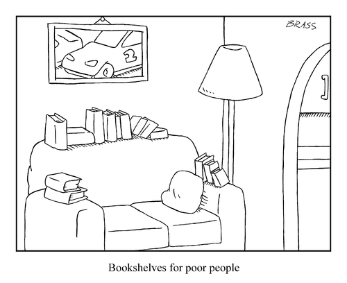 Cartoon: bookshelves (medium) by creative jones tagged reading,library,books,people,poor,bookshelves,bookshelves,poor,people,books,library,reading