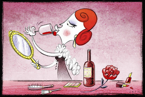 Cartoon: beauty wine (medium) by Giacomo tagged wine,beauty,lipstick,nice,makeup,giacomo,cardelli,lombrio,jack