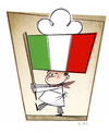 Cartoon: Italian Cooking (small) by Giacomo tagged cooking,italy,flag,red,green,white,chef,hat,giacomo,cardelli