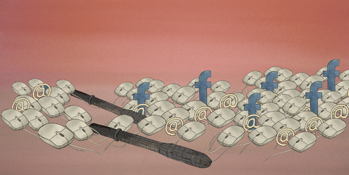 Cartoon: Cyber revolution (medium) by No tagged egypte,revolution,internet,reseaux,sociaux,cyber