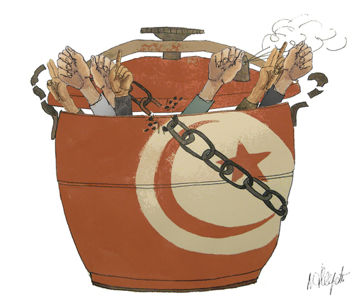 Cartoon: revolte en tunisie (medium) by No tagged tunisie,revolte,emeutes