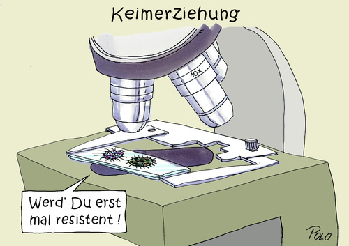 Cartoon: Keimerziehung (medium) by POLO tagged mikroskop,keim,viren,virus,resistent,antibiotikum,antibiotika,mikroskop,keim,viren,virus,resistent,antibiotikum,antibiotika