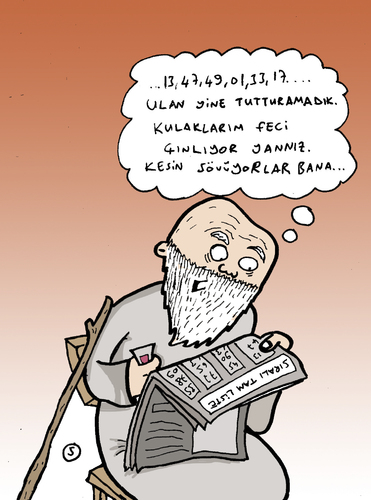 Cartoon: White Beard Grandpa (medium) by Musluk tagged grandpa,lottery