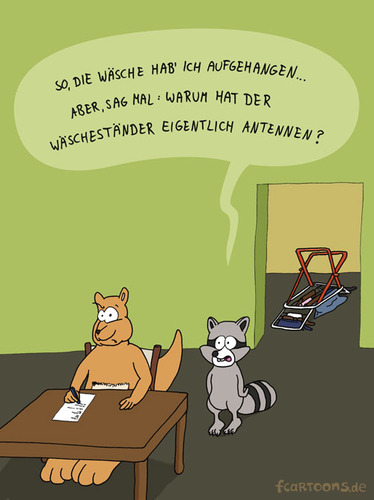 Cartoon: Wäsche (medium) by Frank Zimmermann tagged wäsche,cartoon,nick,ronnie,waschbär,känguru,aufhängen,schreiben,write