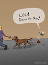 Cartoon: DINNER FOR ONE (small) by Frank Zimmermann tagged dinner,for,one,scheiße,fliege,hund,fcartoons,gassi,straße,street,shit,fly,wow,leash