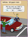 Cartoon: PARKING OFFENDER (small) by Frank Zimmermann tagged parking,offender,lot,park,police,woman,robot,cartoon,ticket,knöllchen,beschwerde,politesse,parken,auto