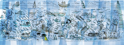 Cartoon: UNDER THE SEA (medium) by ali tagged sea,five,water,fish,meer,tauchen,diving,sea,five,water,fish,meer,tauchen,diving