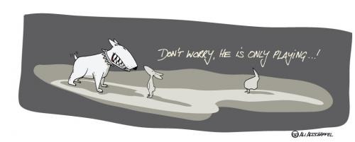 Cartoon: WORRY (medium) by ali tagged dog,hunde,kampfhunde,kanichen