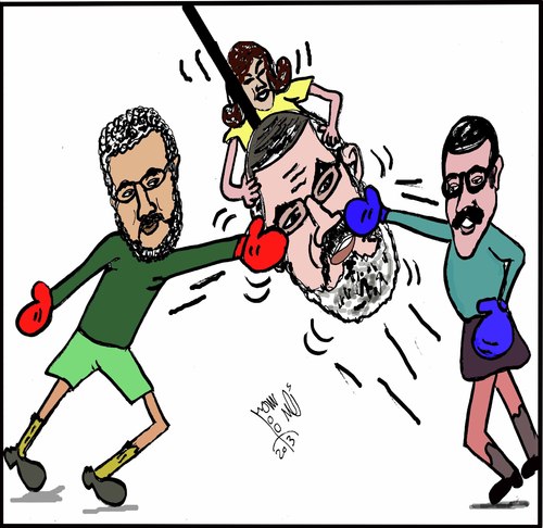 Cartoon: AMR SELIM HANY SHAMNS VS MURSY (medium) by AHMEDSAMIRFARID tagged ahmed,samir,farid,egypthany,shams,amr,selim,mursy,morsy,morsey