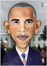 Cartoon: Obama. (small) by Maria Hamrin tagged caricature,washington,president,leader,chief,donkey,eagle
