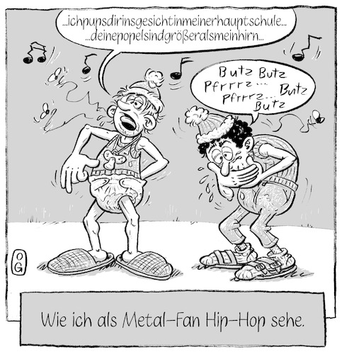 Cartoon: HipHop (medium) by Oliver Gerke tagged heavy,metal,kultur