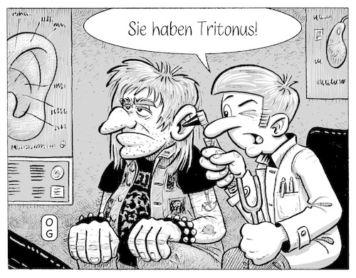 Cartoon: Tritonus (medium) by Oliver Gerke tagged gehörschutz