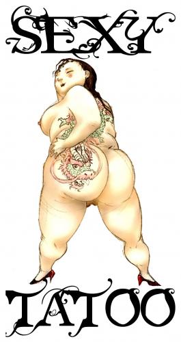 Cartoon: sex tatoo fat ass (medium) by ayoderock tagged sexy,tatoo,big,ass