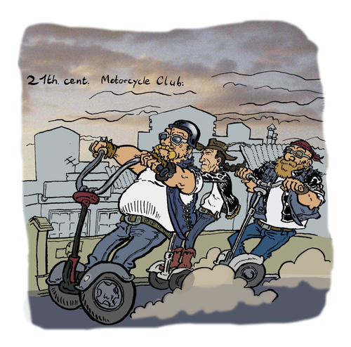 Cartoon: Umweltbewusst (medium) by Steffen Elbing tagged biker,rocker,segway,umwelt,klima