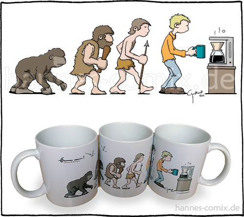 Cartoon: Evolution des Kaffeetrinkers (medium) by Hannes tagged kaffee,evolution,kaffeetrinker,kaffeetasse,tasse