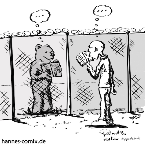 Cartoon: guidebook (medium) by Hannes tagged reiseführer,besucher,zoo,park,wildlife,natur