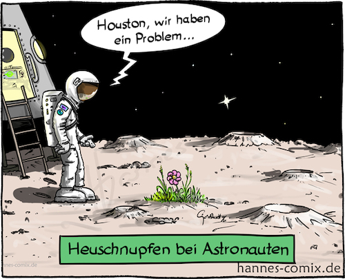 Cartoon: Heuschnupfen (medium) by Hannes tagged heuschnupfen,allergie,hayfever,pollenosis,astronaut,space,planet