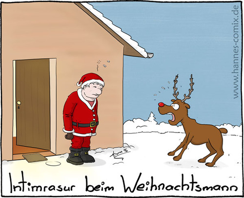Cartoon: Intimrasur beim Weihnachtsmann (medium) by Hannes tagged weihnachten,intimrasur,weihnachtsmann,xmas,bart,schnee,winter