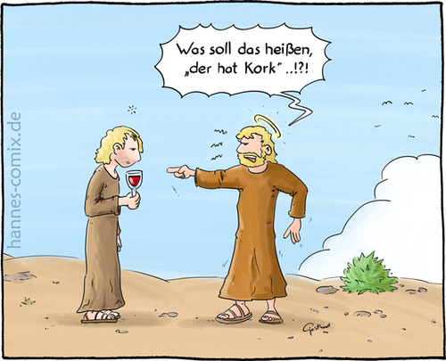 Cartoon: Kork (medium) by Hannes tagged wein,wasser,jesus,kork
