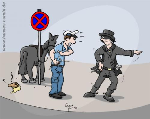 Cartoon: Zorro (medium) by Hannes tagged zorro,ich,muss,weg,pferd,halteverbot,polizei,hannes