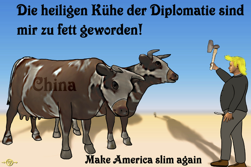 Cartoon: Diplomatie (medium) by PuzzleVisions tagged puzzlevisions,diplomaten,diplomats,ambassador,botschafter,auswärtiges,amt,foreign,affairs,beamte,officials,china,trump,slim,schlank