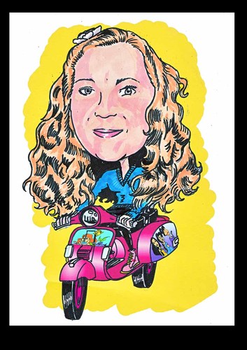 Cartoon: private portrait (medium) by Marty Street tagged scooters,vespa