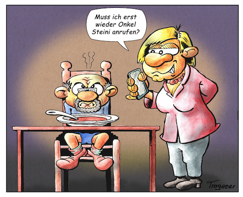 Cartoon: Lecker Groko-Suppe (medium) by Troganer tagged schulz,merkel,cdu,spd,sondierung,koalition,verhandlung