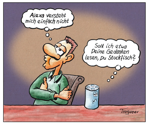 Cartoon: Ohne Worte 2.0 (medium) by Troganer tagged alexa,sprachsteuerung,männer,kommunikation