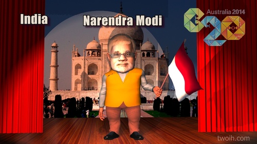 Cartoon: Narendra Modi (medium) by TwoEyeHead tagged g20,narendra,modi,india,brisbane,australia