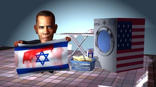 Cartoon: Obamas Laundry (medium) by TwoEyeHead tagged obama,gaza,israel,3d,barack,usa