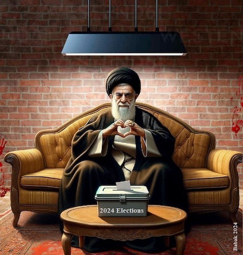 Cartoon: 2024 Elections - Iran (medium) by Babak Massoumi tagged valentines,day,iran,2024,elections