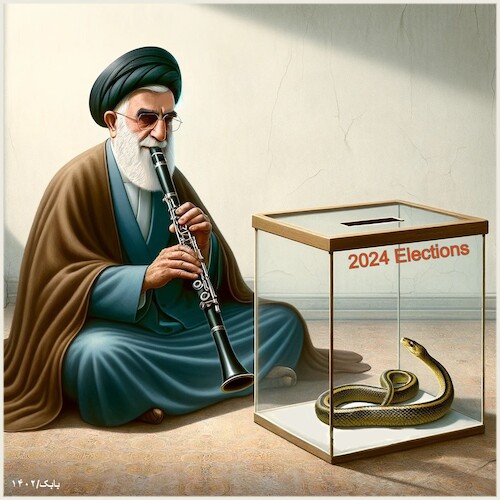Cartoon: Iran 2024 Elections (medium) by Babak Massoumi tagged iran,elections,2024,khamenei