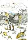 Cartoon: Jedi Attack (small) by uharc123 tagged droid,star,wars,jedi,lightsaber,attack,war