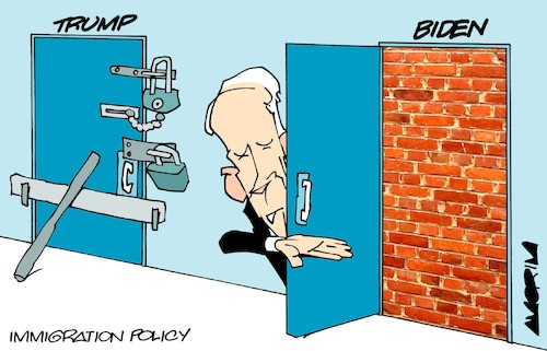 Cartoon: Biden border crisis (medium) by Amorim tagged biden,mexico,immigrants,biden,mexico,immigrants,trump
