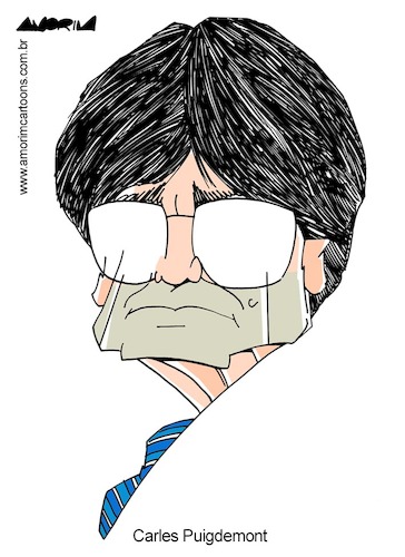 Cartoon: Carles Puigdemont (medium) by Amorim tagged carles,puigdemont,catalonia