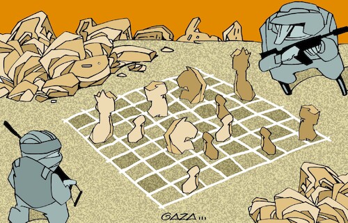 Cartoon: Chess (medium) by Amorim tagged israel,gaza,hamas,palestine,israel,gaza,hamas,palestine