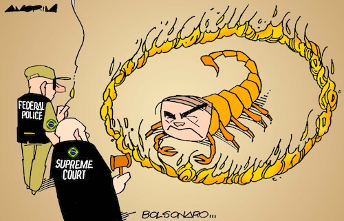 Cartoon: Circle of fire (medium) by Amorim tagged brazil,jair,bolsonaro,coup,etat,brazil,jair,bolsonaro,coup,etat