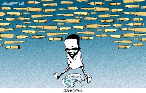 Cartoon: Civil War (medium) by Amorim tagged ethiopia,civil,war,hungry