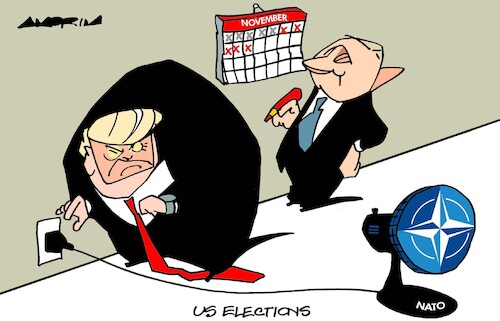 Cartoon: Counting the days (medium) by Amorim tagged trump,putin,nato,trump,putin,nato