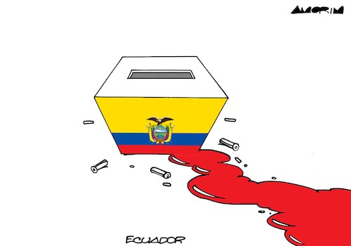 Cartoon: Ecuador presidential election (medium) by Amorim tagged ecuador,election,campaign,fernando,villavicencio,ecuador,election,campaign,fernando,villavicencio