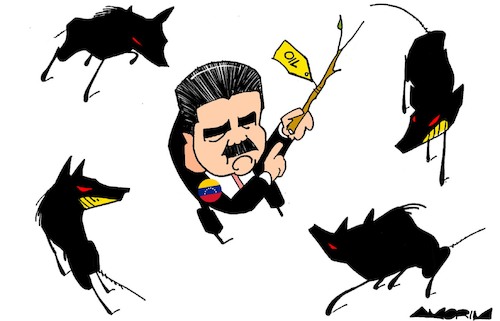 Cartoon: Fetch the stick (medium) by Amorim tagged venezuela,oil,trump,nicolasmaduro,venezuela,oil,trump,nicolasmaduro