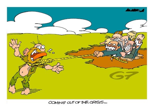 Cartoon: G7... (medium) by Amorim tagged pandemic,crisis,economy,covid19