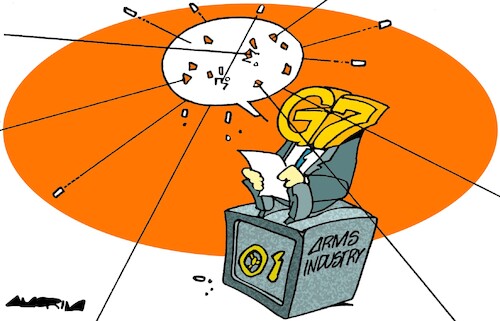 Cartoon: G7 Leaders Joint Statements (medium) by Amorim tagged g7,war,armsindustry,g7,war,armsindustry
