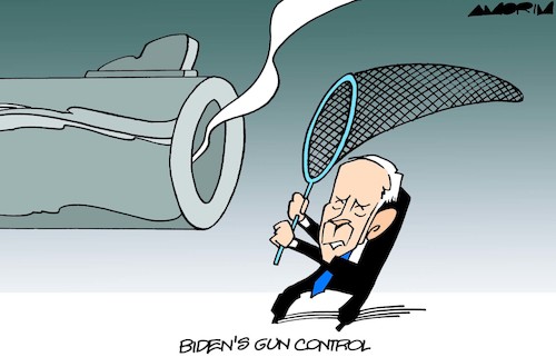 Cartoon: Gun control (medium) by Amorim tagged biden,usa,weapons