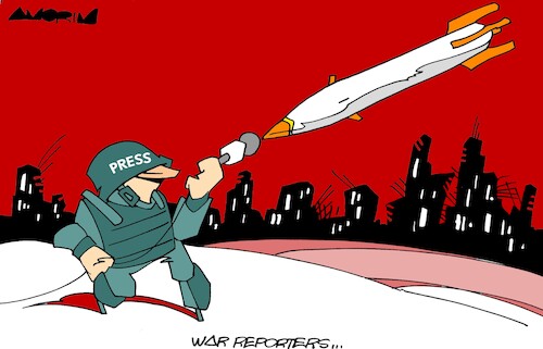Cartoon: Interview (medium) by Amorim tagged war,reporters,journalism,war,reporters,journalism