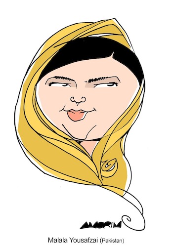 Cartoon: Malala Yousafzai (medium) by Amorim tagged malala,yousafzai,pakistan