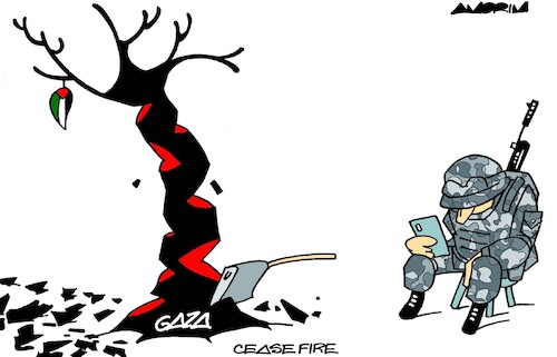 Cartoon: Peace break (medium) by Amorim tagged israel,gaza,hamas,israel,gaza,hamas